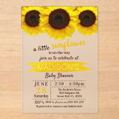 小さなヒマワリが途中だ!赤ちゃんシャワー アクリル招待状 (正面)