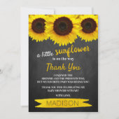 小さなヒマワリが途中だ！赤ちゃんシャワー サンキューカード (正面)