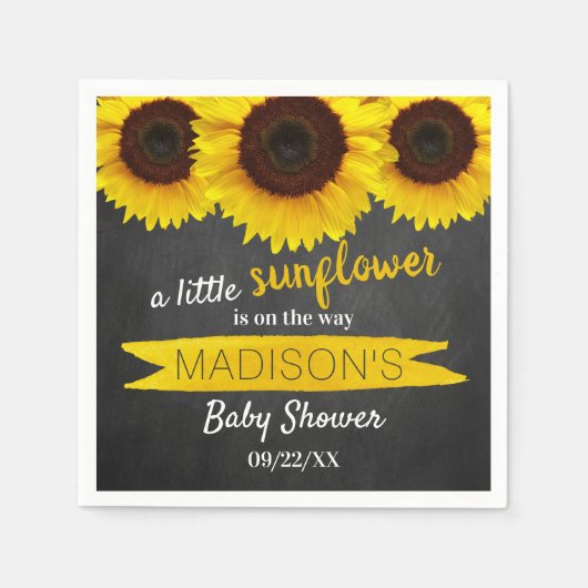 小さなヒマワリが途中だ!赤ちゃんシャワー スタンダードカクテルナプキン (正面)