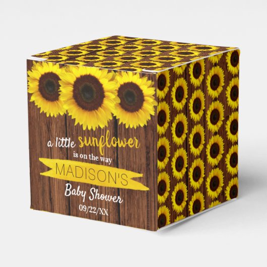 小さなヒマワリが途中だ!赤ちゃんシャワー フェイバーボックス (正面サイド)