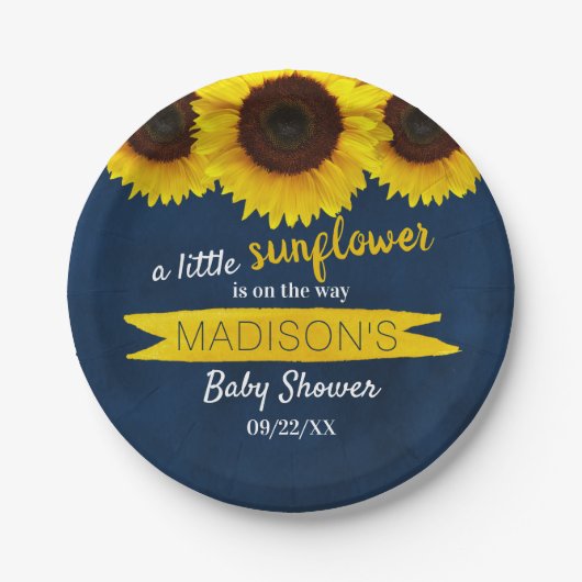 小さなヒマワリが途中だ！赤ちゃんシャワー ペーパープレート (正面)