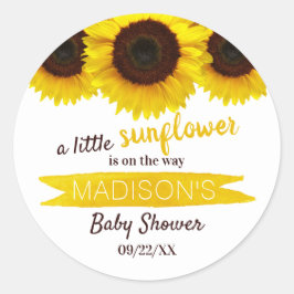 小さなヒマワリが途中だ！赤ちゃんシャワー ラウンドシール