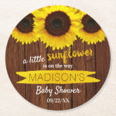 小さなヒマワリが途中だ!赤ちゃんシャワー ラウンドペーパーコースター (正面)