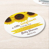 小さなヒマワリが途中だ!赤ちゃんシャワー ラウンドペーパーコースター (アングル)