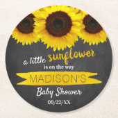 小さなヒマワリが途中だ!赤ちゃんシャワー ラウンドペーパーコースター (正面)