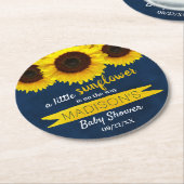 小さなヒマワリが途中だ！赤ちゃんシャワー ラウンドペーパーコースター (アングル)