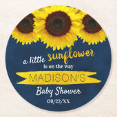 小さなヒマワリが途中だ！赤ちゃんシャワー ラウンドペーパーコースター (正面)