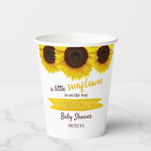 小さなヒマワリが途中だ！赤ちゃんシャワー 紙コップ (裏面)