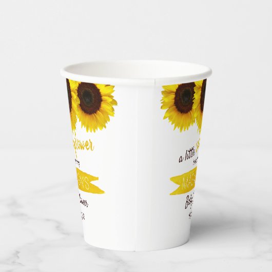 小さなヒマワリが途中だ！赤ちゃんシャワー 紙コップ (右)