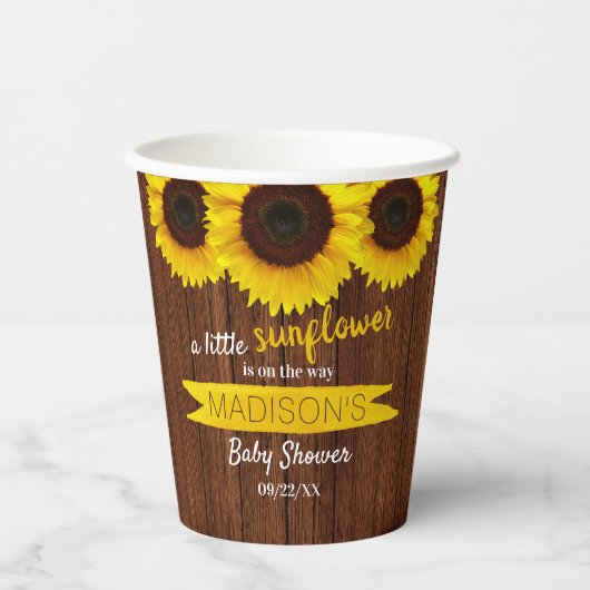 小さなヒマワリが途中だ！赤ちゃんシャワー 紙コップ (正面)