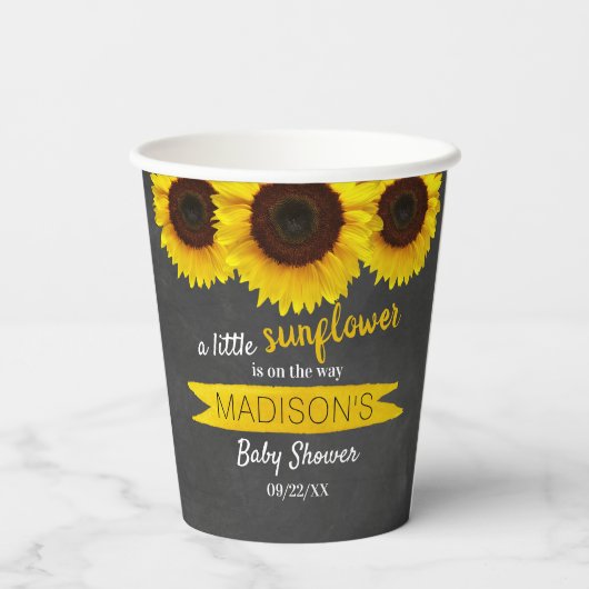 小さなヒマワリが途中だ！赤ちゃんシャワー 紙コップ (裏面)