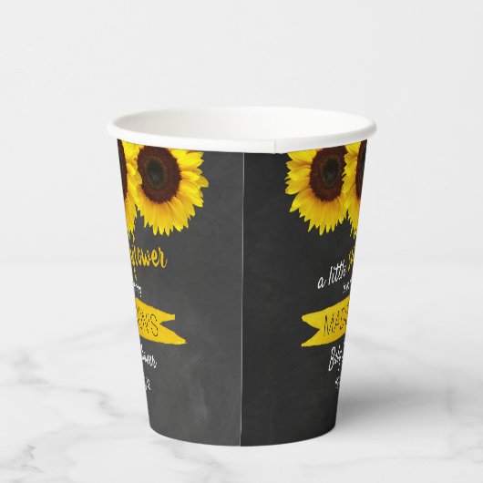 小さなヒマワリが途中だ！赤ちゃんシャワー 紙コップ (右)