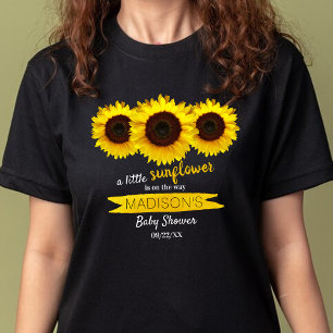 小さなヒマワリが途中だ!赤ちゃんシャワー Tシャツ