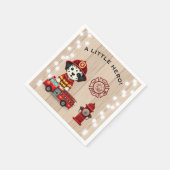 小さなヒーローの消防車の子犬の赤ちゃんシャワー スタンダードカクテルナプキン (角)