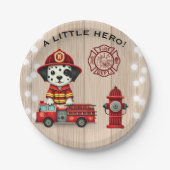 小さなヒーローの消防車の子犬の赤ちゃんシャワー ペーパープレート (正面)