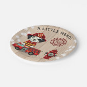 小さなヒーローの消防車の子犬の赤ちゃんシャワー ペーパープレート (アングル)