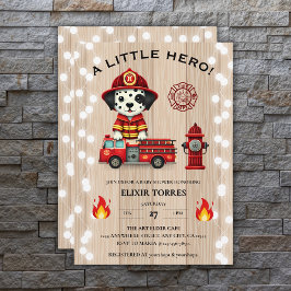 小さなヒーローの消防車の子犬の赤ちゃんシャワー 招待状