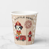 小さなヒーローの消防車の子犬の赤ちゃんシャワー 紙コップ (正面)