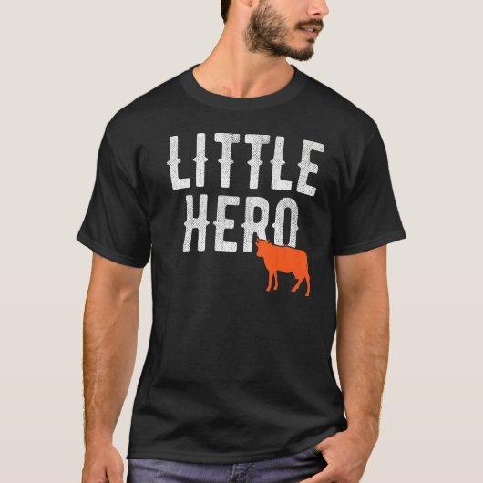 小さなヒーロー かわいい動物 牛 Tシャツ (正面)