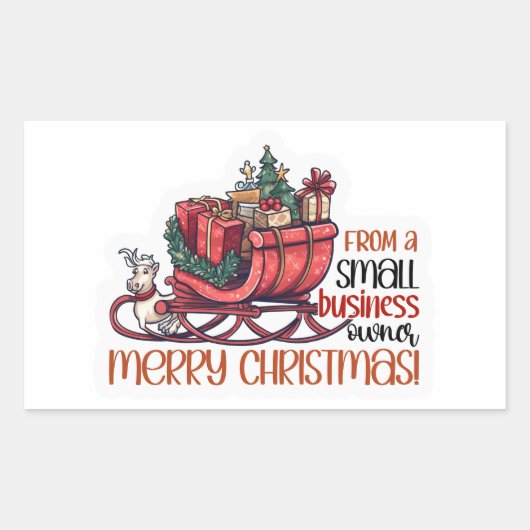 小さなビジネスオーナーからメリークリスマス 長方形シール (正面)