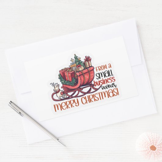 小さなビジネスオーナーからメリークリスマス 長方形シール (封筒)