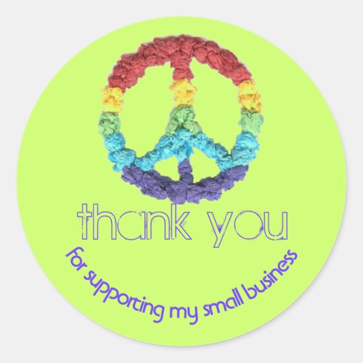 小さなビジネスラベルに平和を示す ラウンドシール (正面)