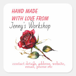 小さなビジネスラベル、手で愛で作られた編集可能 スクエアシール