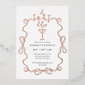 小さなビット古い白い金ゴールドマルティーニ誕生日パーティー 箔招待状 (正面)