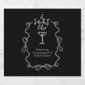 小さなビット古い黒手描きマルチニ誕生日 スパークリングワインラベル (シングルラベル)