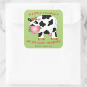 小さなビーガニズムは決して誰のステッカーを傷つけない（牛） スクエアシール (バッグ)