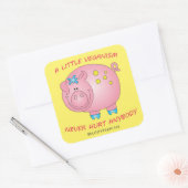小さなビーガニズムは決して誰もステッカーを傷つけない(Pig) スクエアシール (封筒)