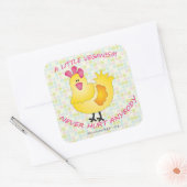 小さなビーガニズムは決して誰もステッカー（雌鶏）を傷つけない スクエアシール (封筒)