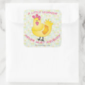 小さなビーガニズムは決して誰もステッカー（雌鶏）を傷つけない スクエアシール (バッグ)