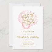 小さなビーチベイブの1歳誕生日招待状 招待状 (正面)