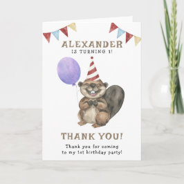 小さなビーバーの誕生日パーティー サンキューカード