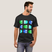小さなピクセル魚介類、グリーンシアンブルー Tシャツ (正面フル)