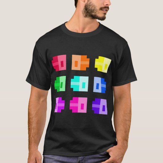 小さなピクセル魚介類、レインボー Tシャツ (正面)