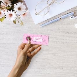 小さなピンクと白のハートが写真とクーポンを愛 スキニー名刺