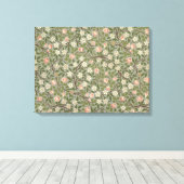 小さなピンクと白の花の壁紙デザイン キャンバスプリント (インサイチュ (ウッドフロア))