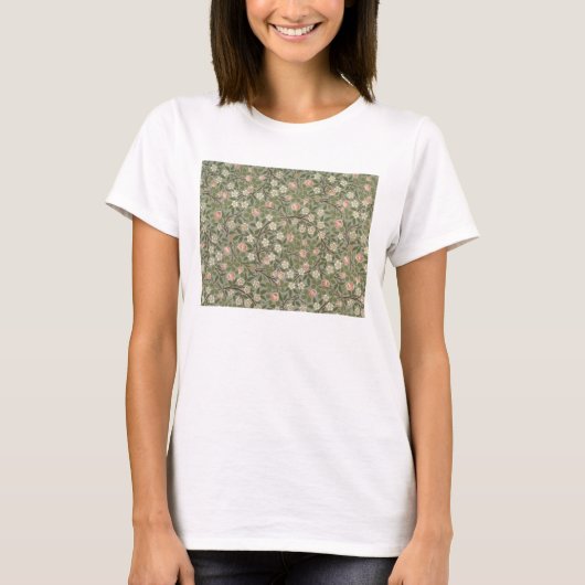 小さなピンクと白の花の壁紙デザイン Tシャツ (正面)