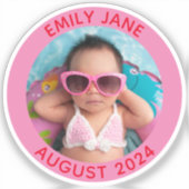 小さなピンクと赤の丸い家族の写真 シール (正面)