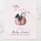 小さなピンクのカボチャの弓が途中にある ワインラベル (シングルラベル)