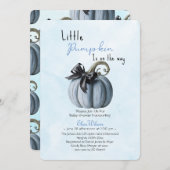 小さなピンクのカボチャの弓が途中2 招待状 (正面/裏面)