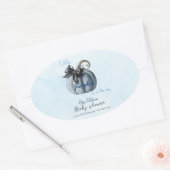 小さなピンクのカボチャの弓が途中2 楕円形シール (封筒)