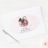 小さなピンクのカボチャの弓が途中2 楕円形シール (封筒)