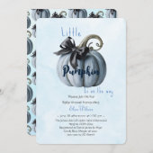 小さなピンクのカボチャ弓が途中にある3 招待状 (正面/裏面)