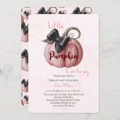 小さなピンクのカボチャ弓が途中にある3 招待状 (正面/裏面)