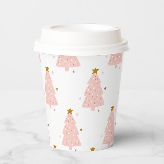 小さなピンクのクリスマスツリー 紙コップ (正面)