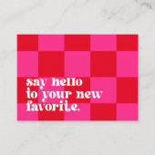 小さなピンクのショッピングを挿入市松模様にした 名刺 (正面)