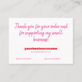 小さなピンクのショッピングを挿入市松模様にした 名刺 (裏面)